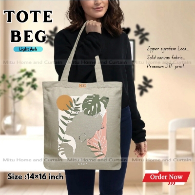 Buy Premium Tote Bag with Zipper Canvas Tote Bag for Women Trendy Shopping Bag / College Bag / University Bag Tote Bag, Canvas Bag with Zipper  at Best Price In Bangladesh
