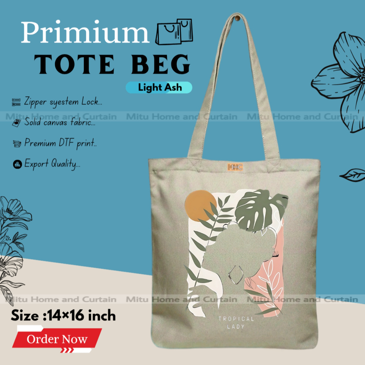 Buy Premium Tote Bag with Zipper Canvas Tote Bag for Women Trendy Shopping Bag / College Bag / University Bag Tote Bag, Canvas Bag with Zipper  at Best Price In Bangladesh