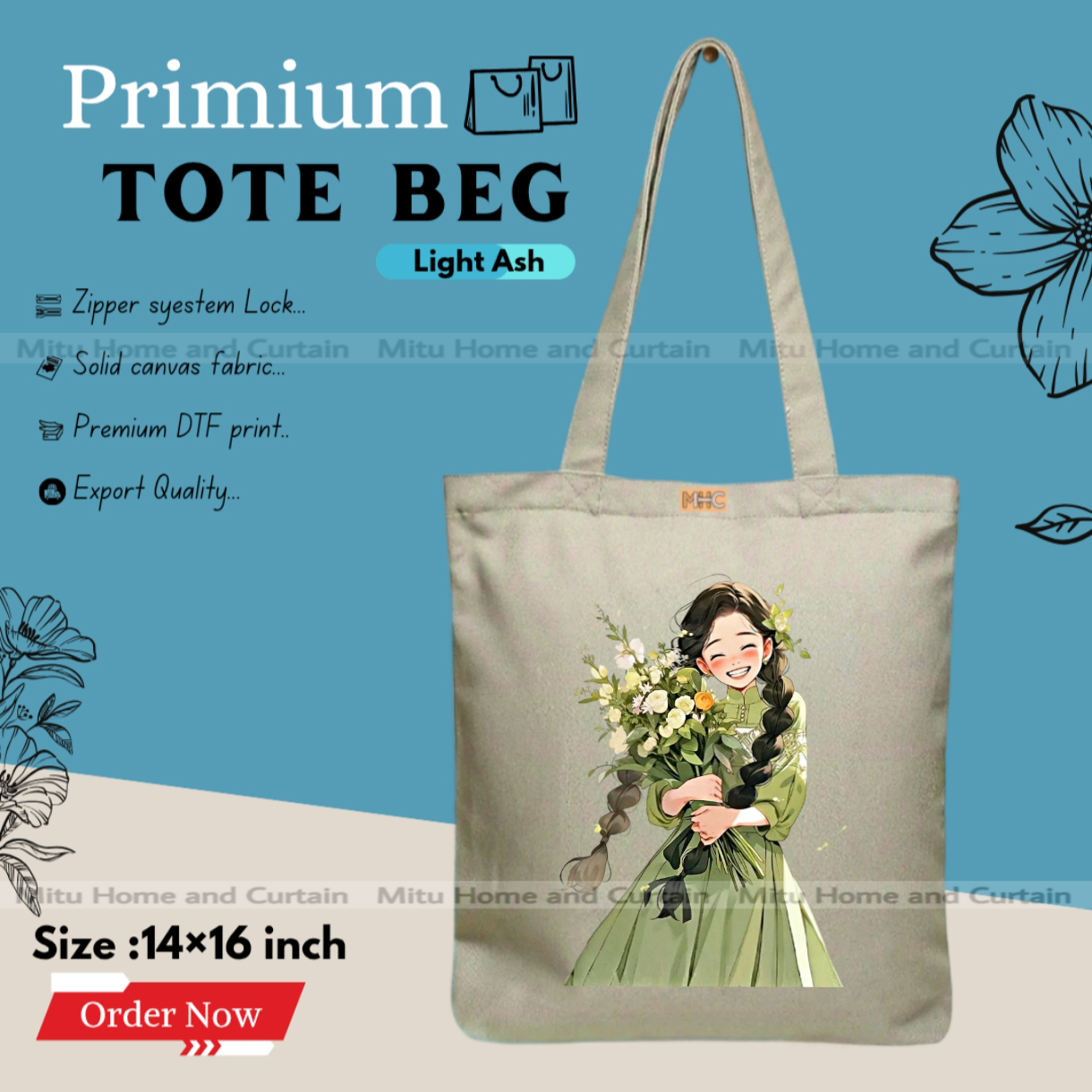 Buy Premium Tote Bag with Zipper Canvas Tote Bag for Women Trendy Shopping Bag / College Bag / University Bag Tote Bag, Canvas Bag with Zipper  at Best Price In Bangladesh