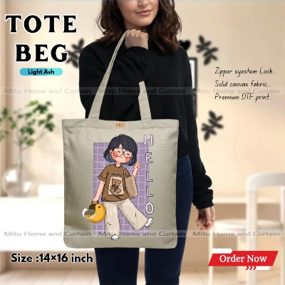 Buy Premium Tote Bag with Zipper Canvas Tote Bag for Women Trendy Shopping Bag / College Bag / University Bag Tote Bag, Canvas Bag with Zipper  at Best Price In Bangladesh