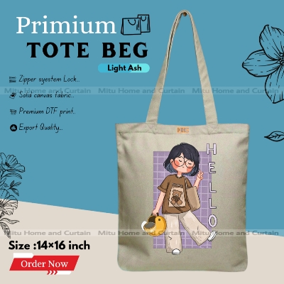 Buy Premium Tote Bag with Zipper Canvas Tote Bag for Women Trendy Shopping Bag / College Bag / University Bag Tote Bag, Canvas Bag with Zipper  at Best Price In Bangladesh