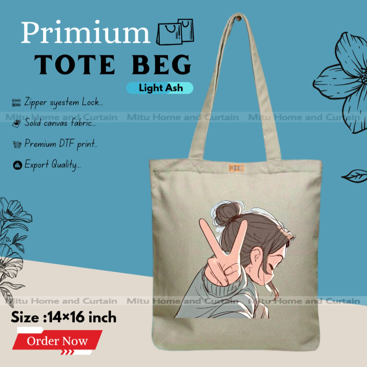 Buy Premium Tote Bag with Zipper Canvas Tote Bag for Women Trendy Shopping Bag / College Bag / University Bag Tote Bag, Canvas Bag with Zipper  at Best Price In Bangladesh