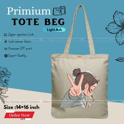 Buy Premium Tote Bag with Zipper Canvas Tote Bag for Women Trendy Shopping Bag / College Bag / University Bag Tote Bag, Canvas Bag with Zipper  at Best Price In Bangladesh