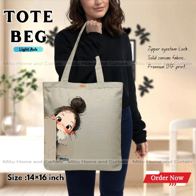 Buy Premium Tote Bag with Zipper Canvas Tote Bag for Women Trendy Shopping Bag / College Bag / University Bag Tote Bag, Canvas Bag with Zipper  at Best Price In Bangladesh