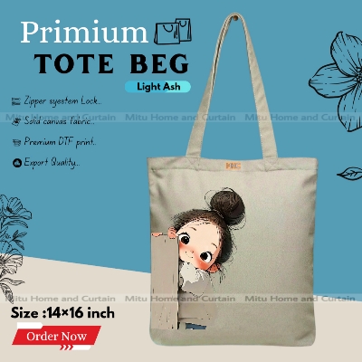 Buy Premium Tote Bag with Zipper Canvas Tote Bag for Women Trendy Shopping Bag / College Bag / University Bag Tote Bag, Canvas Bag with Zipper  at Best Price In Bangladesh