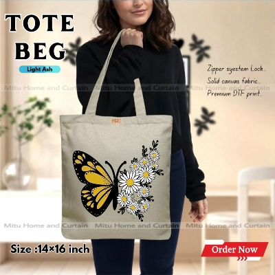 Buy Premium Tote Bag with Zipper Canvas Tote Bag for Women Trendy Shopping Bag / College Bag / University Bag Tote Bag, Canvas Bag with Zipper  at Best Price In Bangladesh
