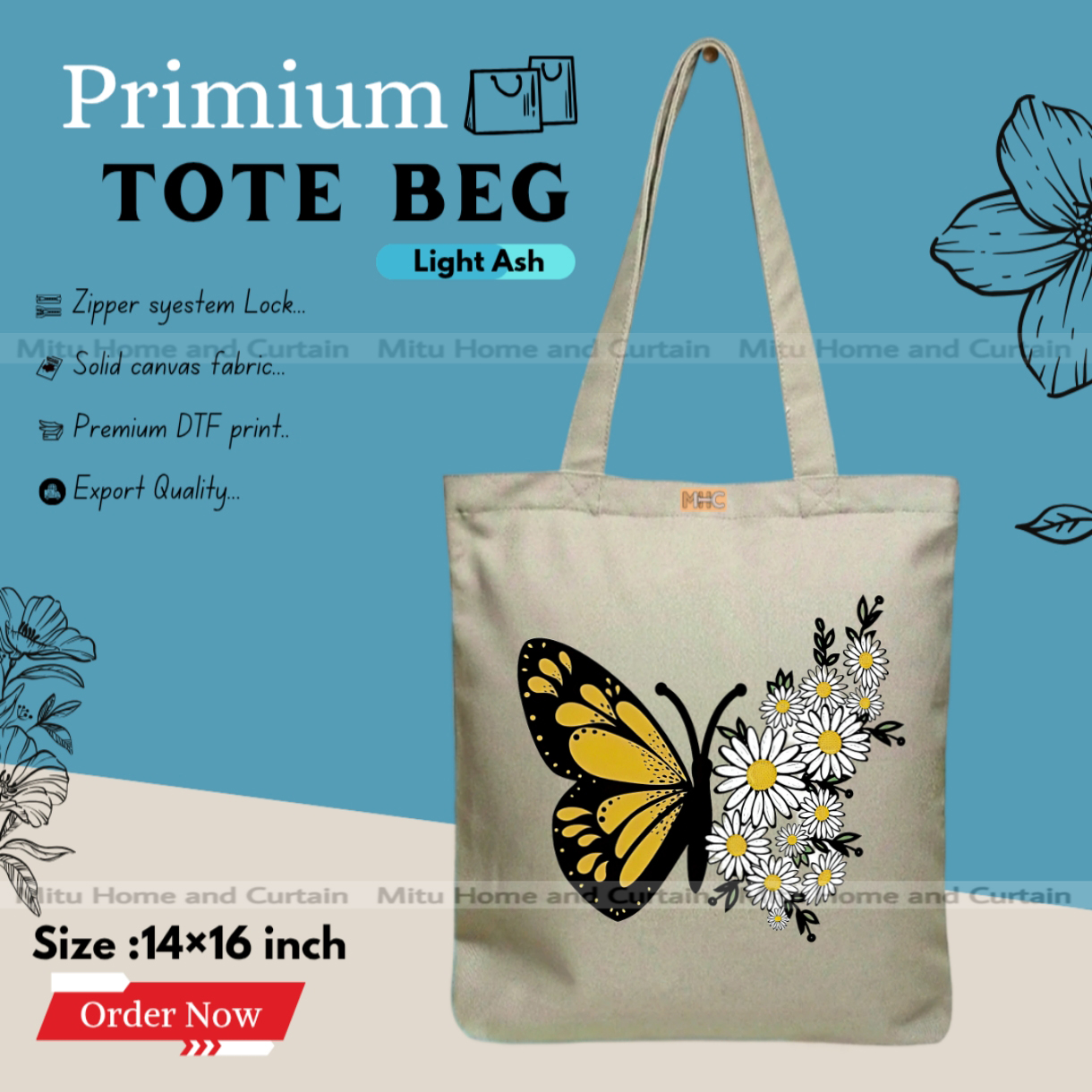 Buy Premium Tote Bag with Zipper Canvas Tote Bag for Women Trendy Shopping Bag / College Bag / University Bag Tote Bag, Canvas Bag with Zipper  at Best Price In Bangladesh