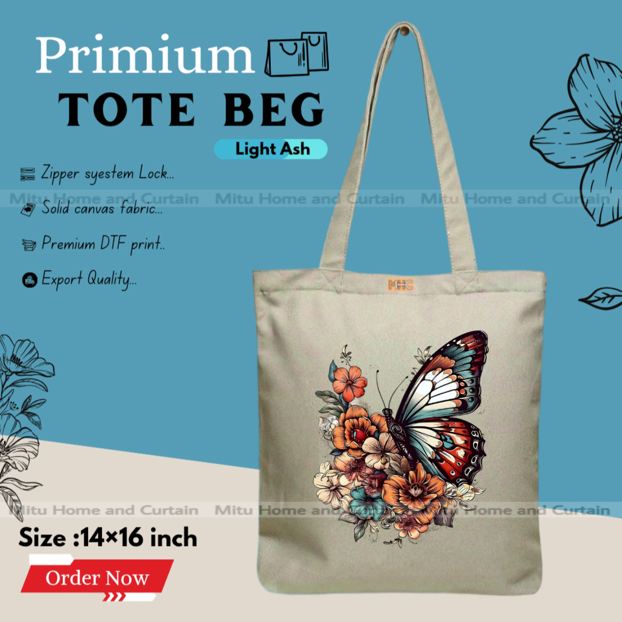 Buy Premium Tote Bag with Zipper Canvas Tote Bag for Women Trendy Shopping Bag / College Bag / University Bag Tote Bag, Canvas Bag with Zipper  at Best Price In Bangladesh