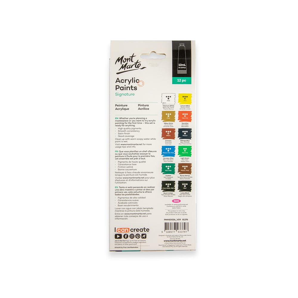 Buy Mont Marte Acrylic Paints 12pc*12ml at Best Prices in Bangladesh