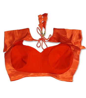 Picture of Orange Color Backless Blouse For Women