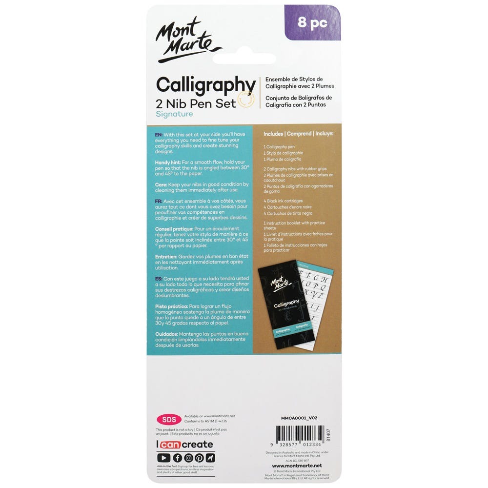 Buy Mont Marte Calligraphy 2 Nib Pen Set 8pc at Best Prices in Bangladesh