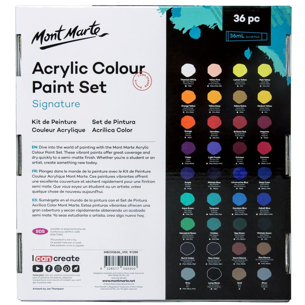 Buy mont-marte-acrylic-color-set-36pc36ml at Best Prices in Bangladesh