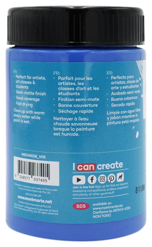 Buy Mont Marte Acrylic Color Paint 300ml-Cobalt Blue at Best Prices in Bangladesh
