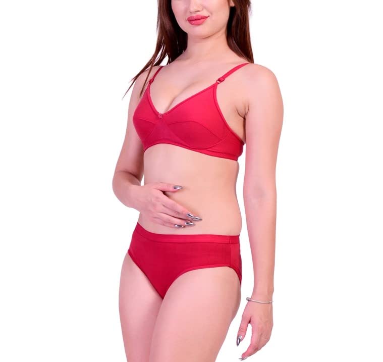 Picture of COTTON PLUS Women Push Up Padded Net Lace Lingerie Set for Honeymoon Bridal Bra Panty Sexy Undergarments for Women Girls Bikini Set and Swimwear