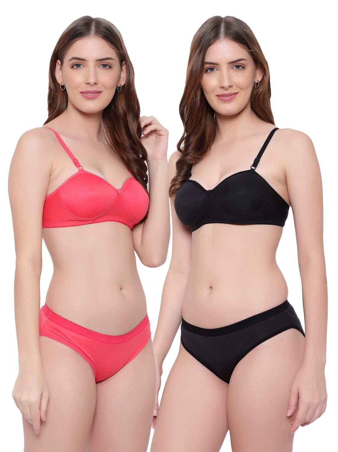 Picture of Women's Cotton Lightly Padded Non-Wired Half Cup Bra with Panty Set | Bra Panty Set for Women | Cotton Bra Panty Set for Women and Girls