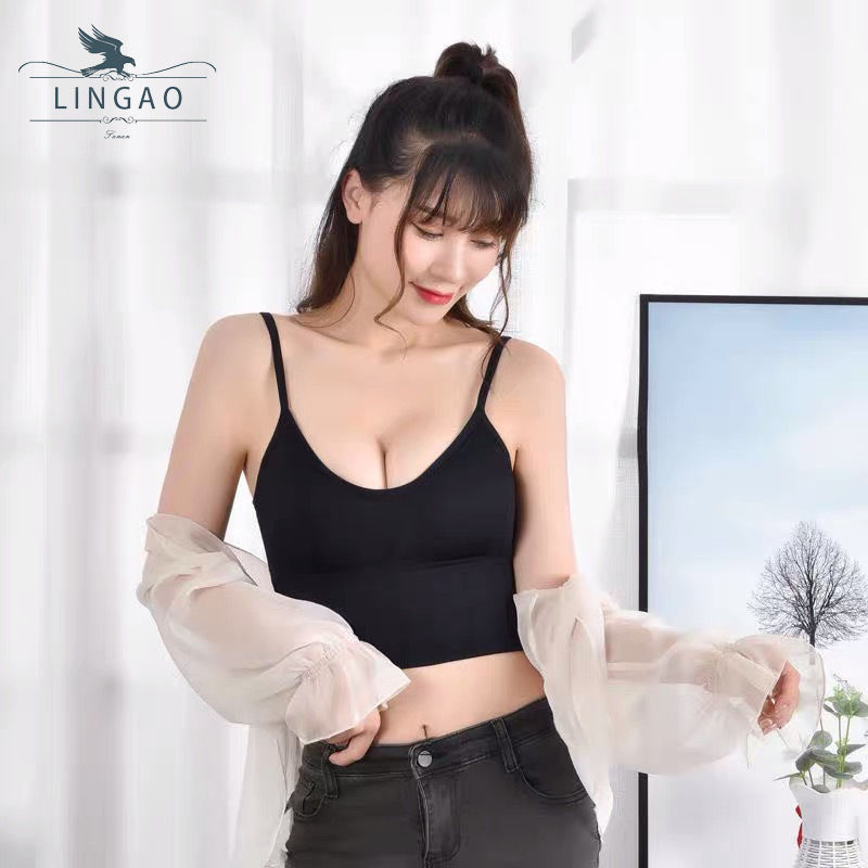 Picture of Girl Lady popular Wire Free sling Bra U beauty back chest sports crop Tube Top Wrapped Chest Vest Seamless Bra
