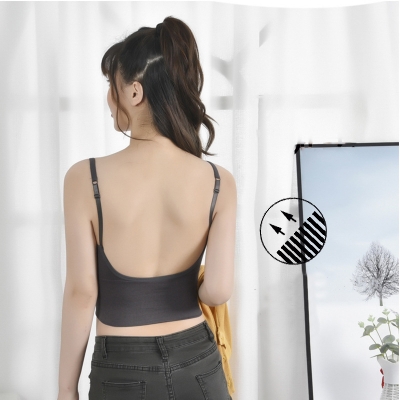 Picture of Girl Lady popular Wire Free sling Bra U beauty back chest sports crop Tube Top Wrapped Chest Vest Seamless Bra