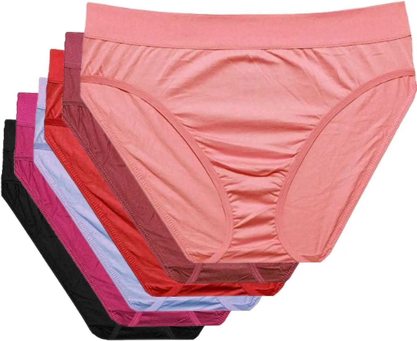 Picture of Women's Plus Size High Waist Panties | Pack of 6 | Multi-Coloured | Cotton Lycra Blended | Lycra Spandex Pantiesfor women pantes