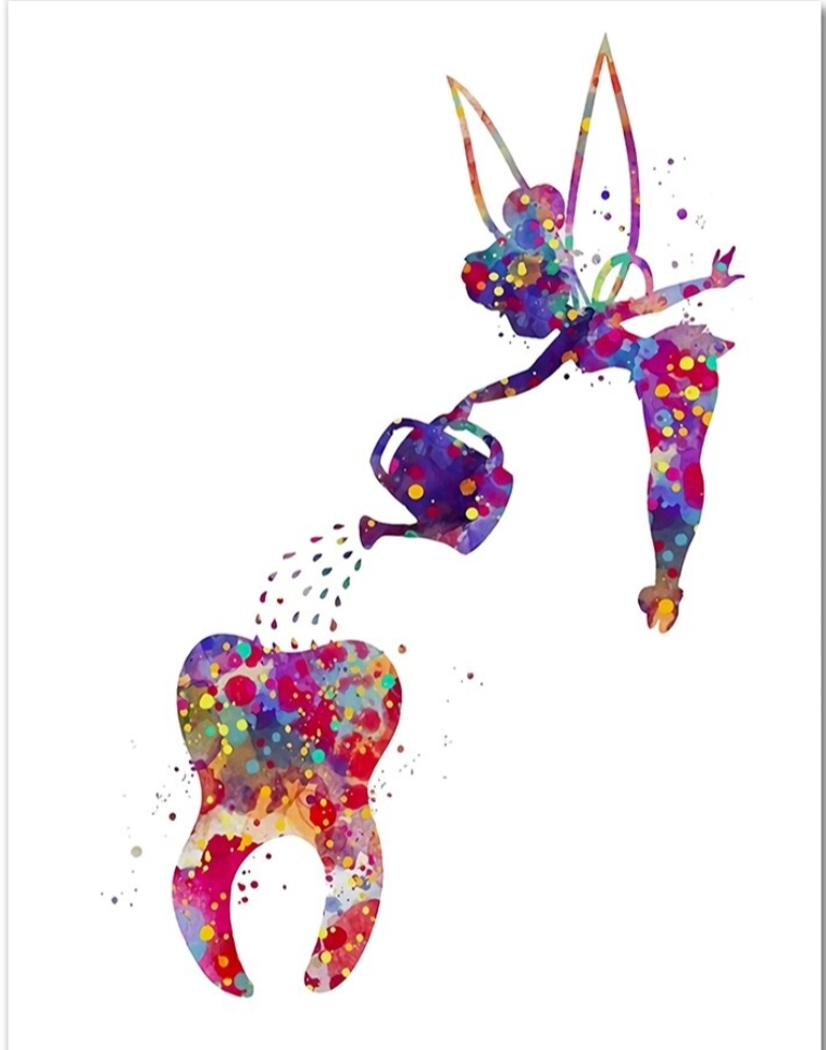 Picture of 3 pcs Tooth Art Tooth Fairy Canvas Wallboard set for Home Decoration. Wall Decoration for Home and Office