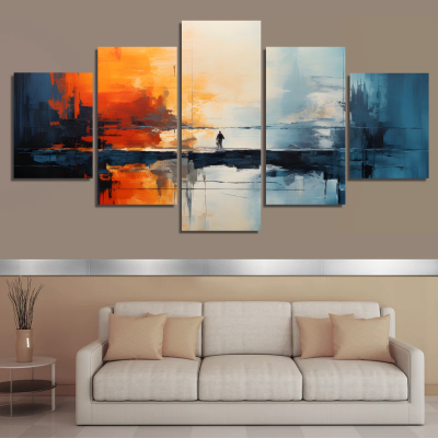 Picture of 5Pcs In 1 Set Wall Canvas Art Ready to Hang for Living Room or Bedroom Home Decoration On Wall Canvas Painting Wall
