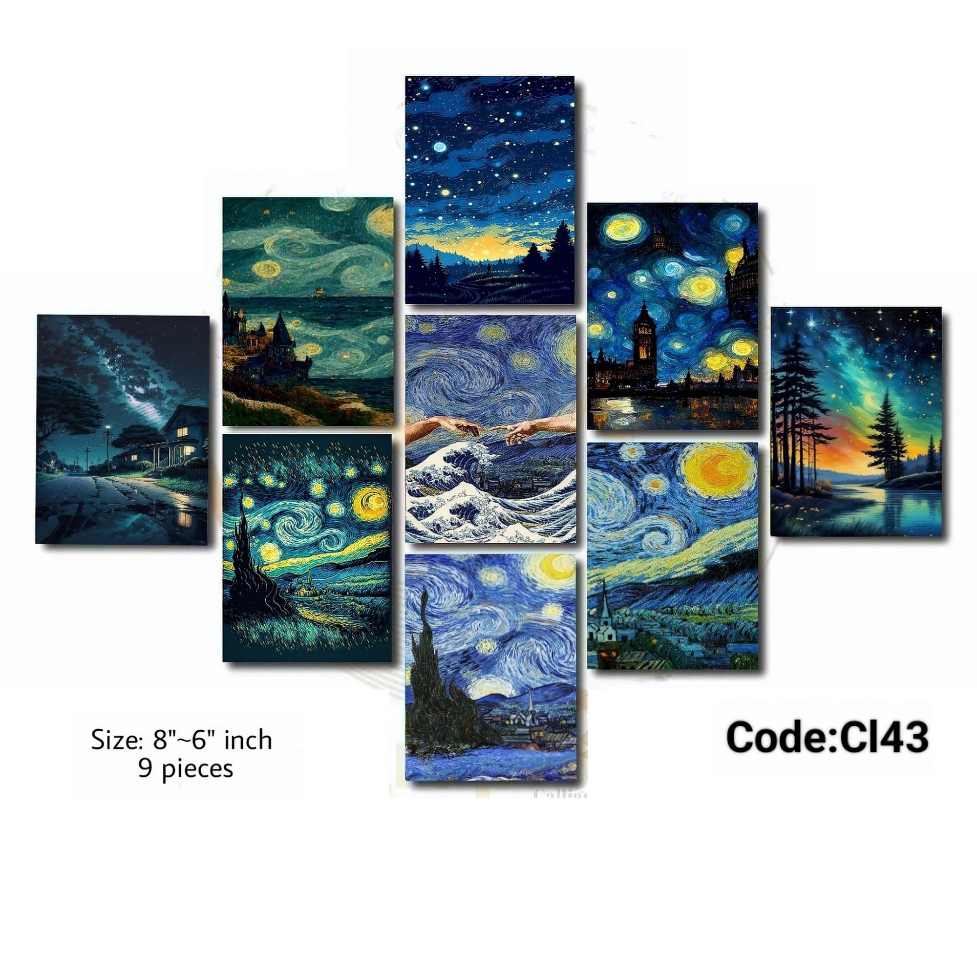 Picture of Home Decor 9 pcs starry night Wall Decoration Wallmate Home Decoration Poster on Pvc