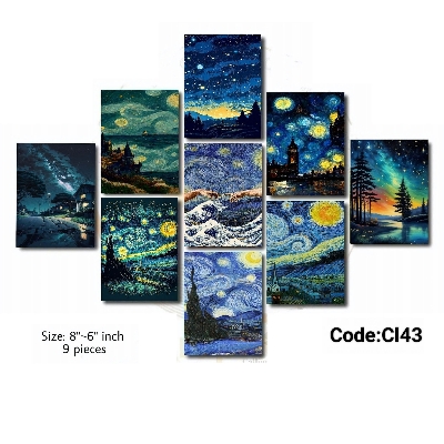 Picture of Home Decor 9 pcs starry night Wall Decoration Wallmate Home Decoration Poster on Pvc