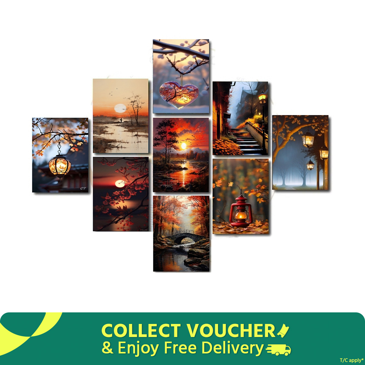 Picture of Wall decoration 9pcs Unique Design wallmate Home Decoration poster on PVC Combo Set