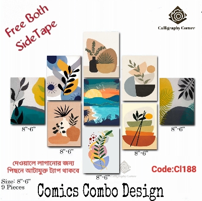 Picture of Wall decor 9pcs Unique Comics Design wallmate Home Decoration poster on PVC Combo Set