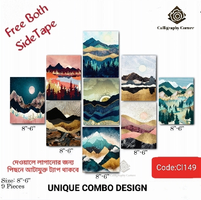 Picture of Wall decor 9pcs Unique Design wallmate Home Decoration poster on PVC Combo Set