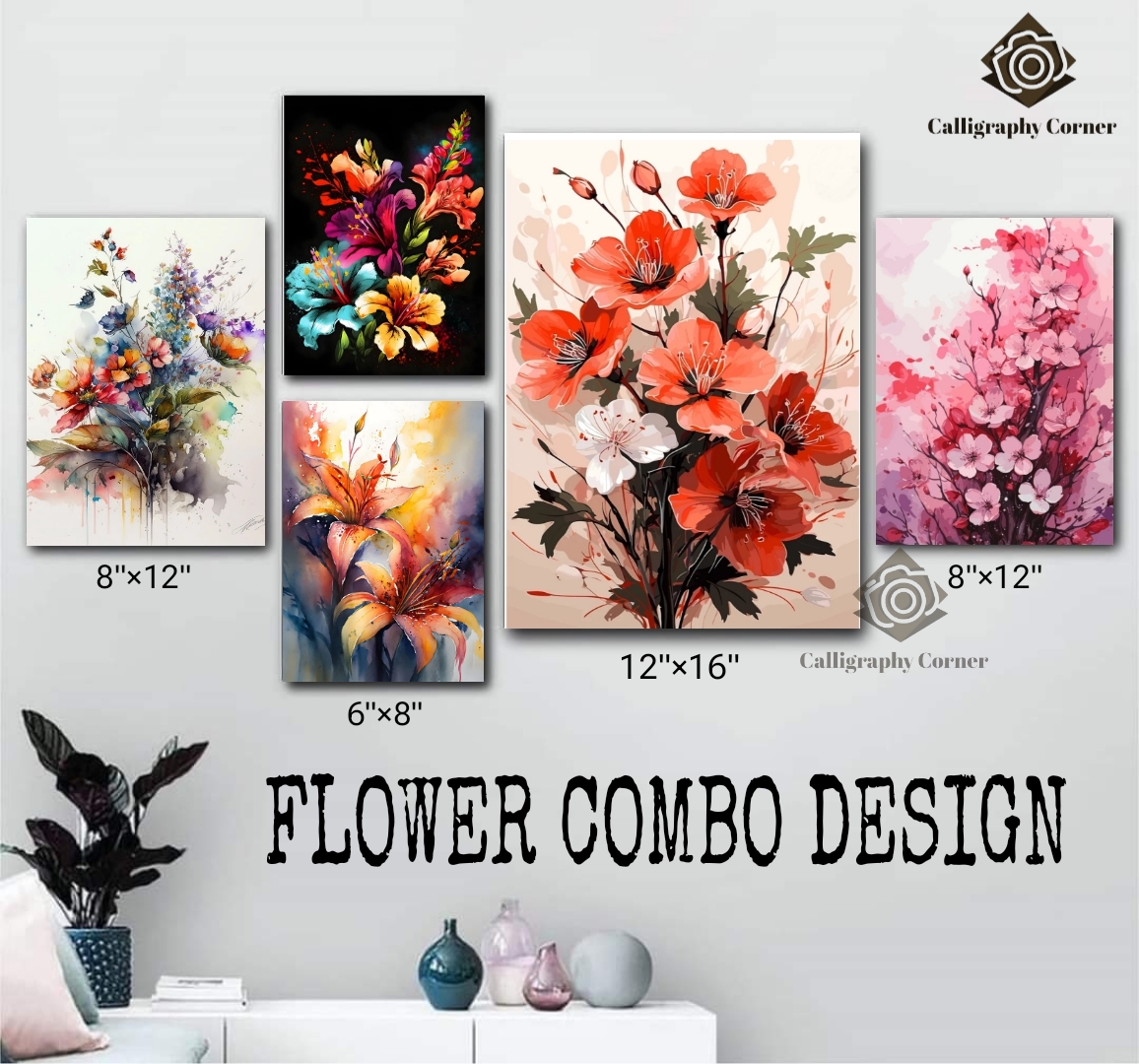 Picture of Home Decor 5 pcs Most Unique flower Combo Wallmate set for Home Decoration. Wall Decoration for Home and Office
