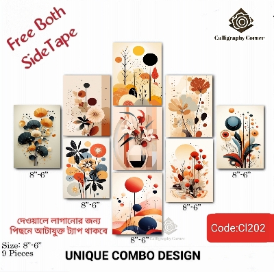 Picture of Wall decoration 9pcs Unique Design wallmate Home Decoration poster on PVC Combo Set