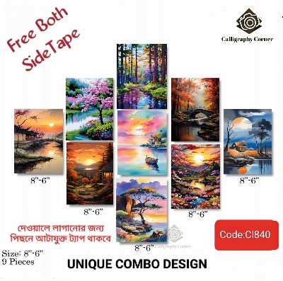 Picture of Wall decoration 9pcs Unique Design wallmate Home Decoration poster on PVC Combo Set