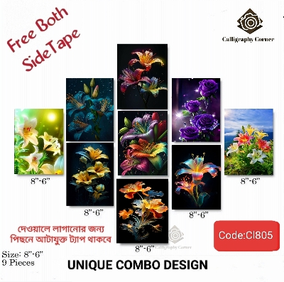 Picture of Wall decoration 9pcs Unique Design wallmate Home Decoration poster on PVC Combo Set
