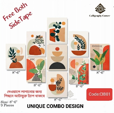 Picture of Wall decoration 9pcs Unique Design wallmate Home Decoration poster on PVC Combo Set
