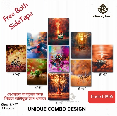 Picture of Wall decoration 9pcs Unique Design wallmate Home Decoration poster on PVC Combo Set
