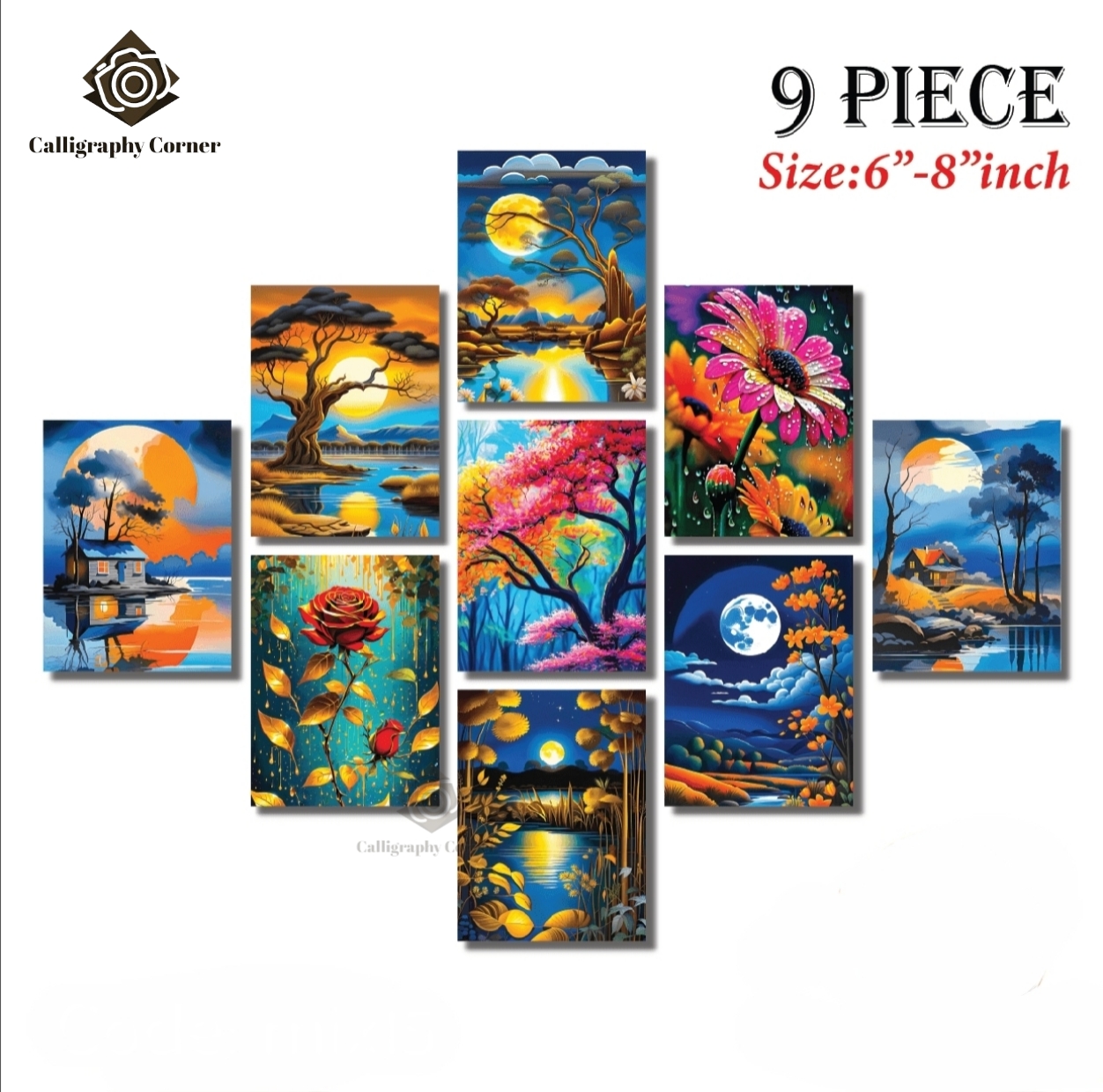 Picture of Wall decoration 9pcs Unique Design wallmate Home Decoration poster on PVC Combo Set