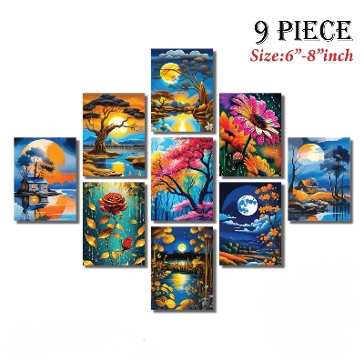 Picture of Wall decoration 9pcs Unique Design wallmate Home Decoration poster on PVC Combo Set