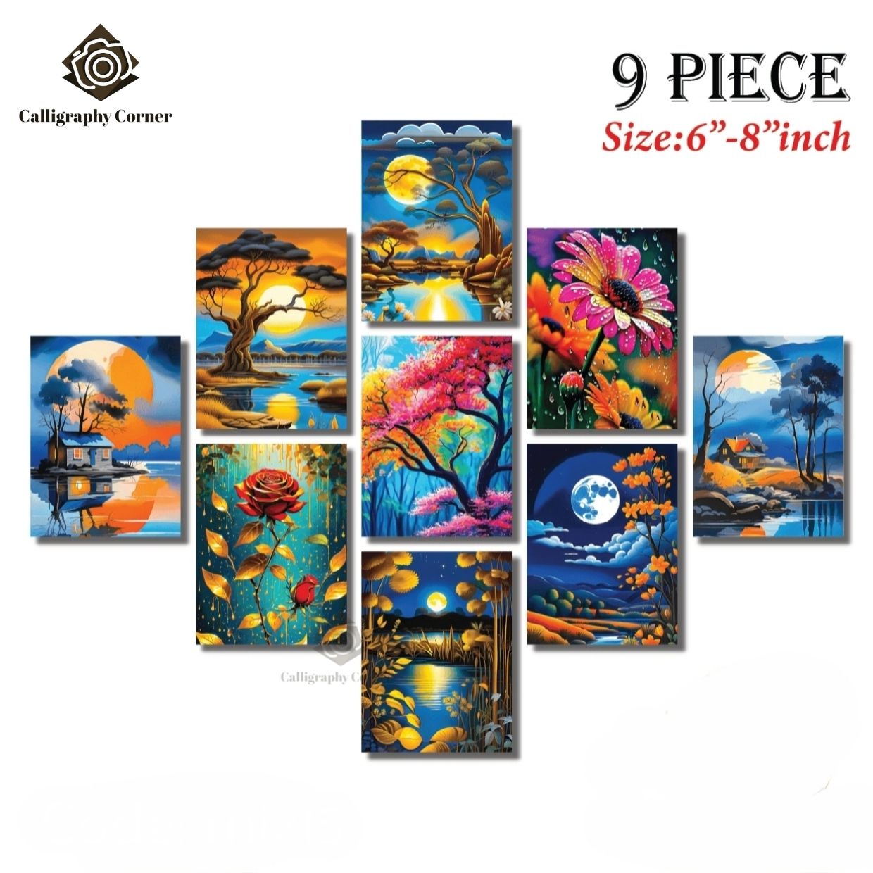 Picture of Wall decoration 9pcs Unique Design wallmate Home Decoration poster on PVC Combo Set
