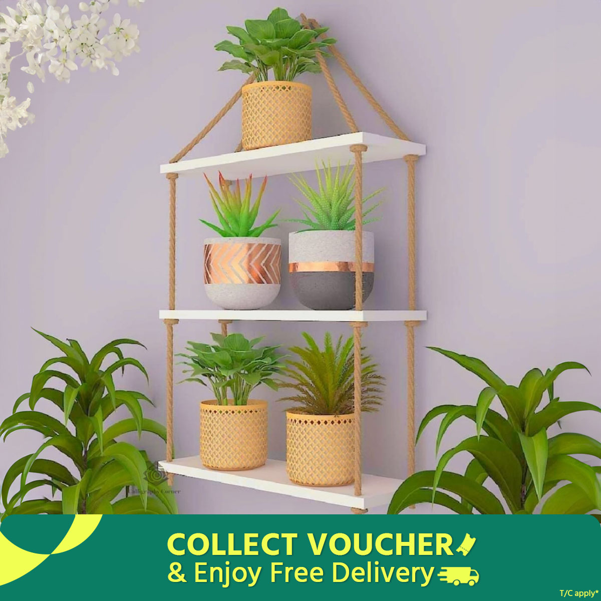 Picture of Wall Hanging Shelf 3 Layer Multifunctional Wall Shelf . Handmade Crafty Item Wall Decorative Rack For Home And Office.