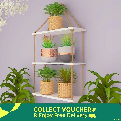 Picture of Wall Hanging Shelf 3 Layer Multifunctional Wall Shelf . Handmade Crafty Item Wall Decorative Rack For Home And Office.