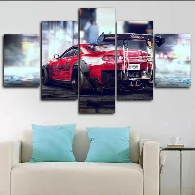 Picture of 5Pcs In 1 Set Wall Canvas Art Ready to Hang for Living Room or Bedroom Home Decoration On Wall Canvas Painting Wall Car poster Canvas