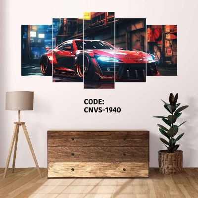 Picture of 5Pcs In 1 Set Wall Canvas Art Ready to Hang for Living Room or Bedroom Home Decoration On Wall Canvas Painting Wall Car poster Canvas