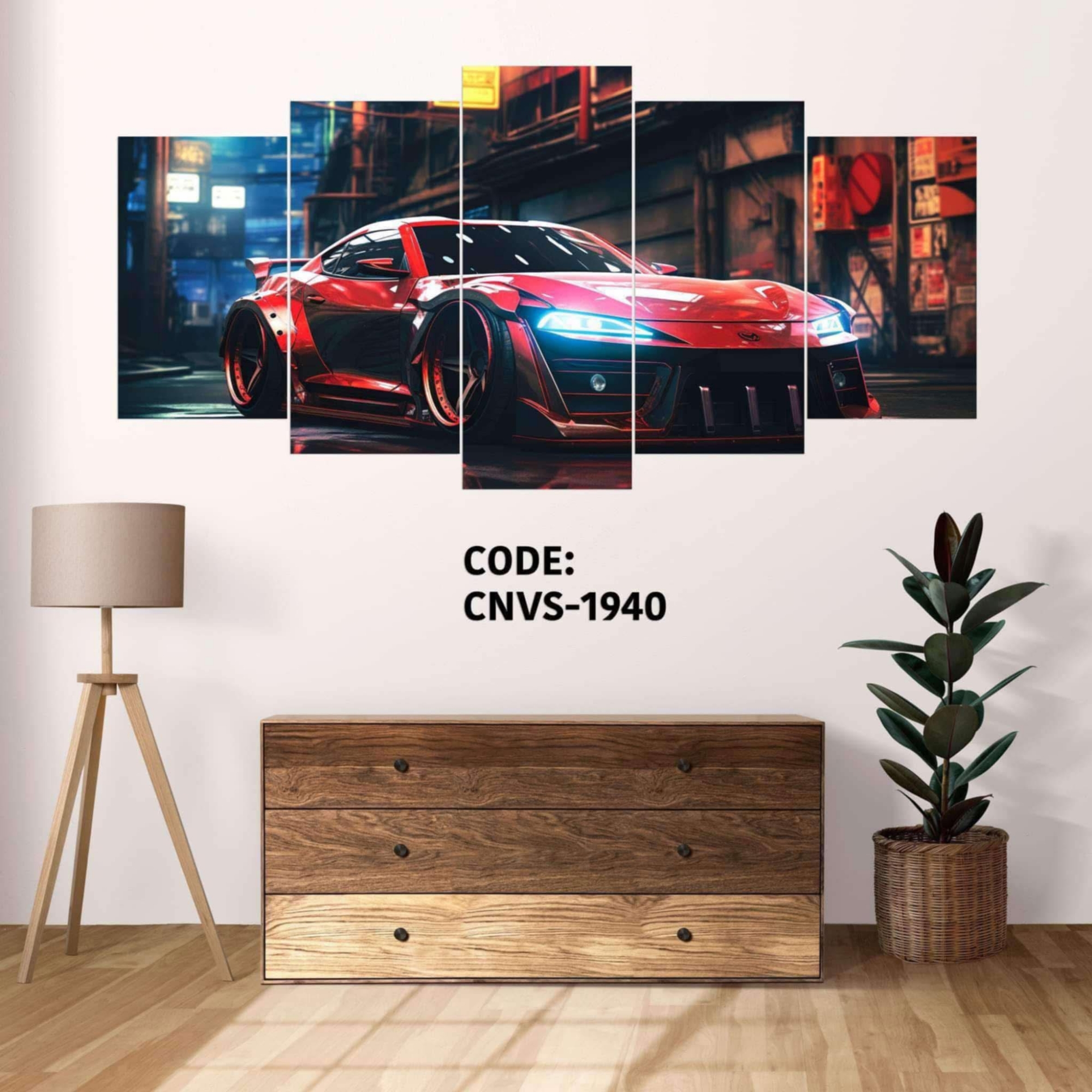 Picture of 5Pcs In 1 Set Wall Canvas Art Ready to Hang for Living Room or Bedroom Home Decoration On Wall Canvas Painting Wall Car poster Canvas
