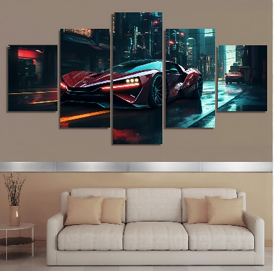 Picture of 5Pcs In 1 Set Wall Canvas Art Ready to Hang for Living Room or Bedroom Home Decoration On Wall Canvas Painting Wall Car poster Canvas
