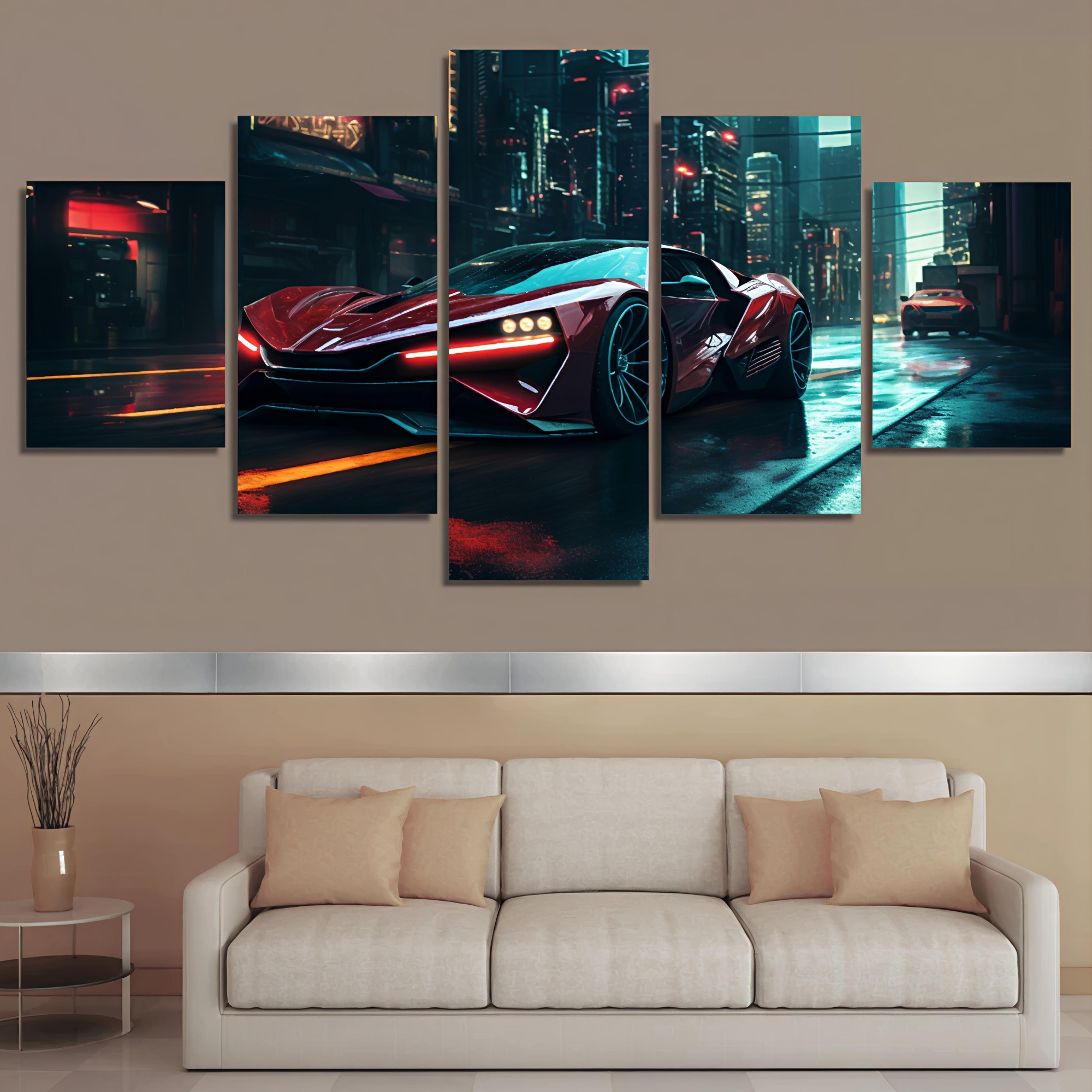 Picture of 5Pcs In 1 Set Wall Canvas Art Ready to Hang for Living Room or Bedroom Home Decoration On Wall Canvas Painting Wall Car poster Canvas