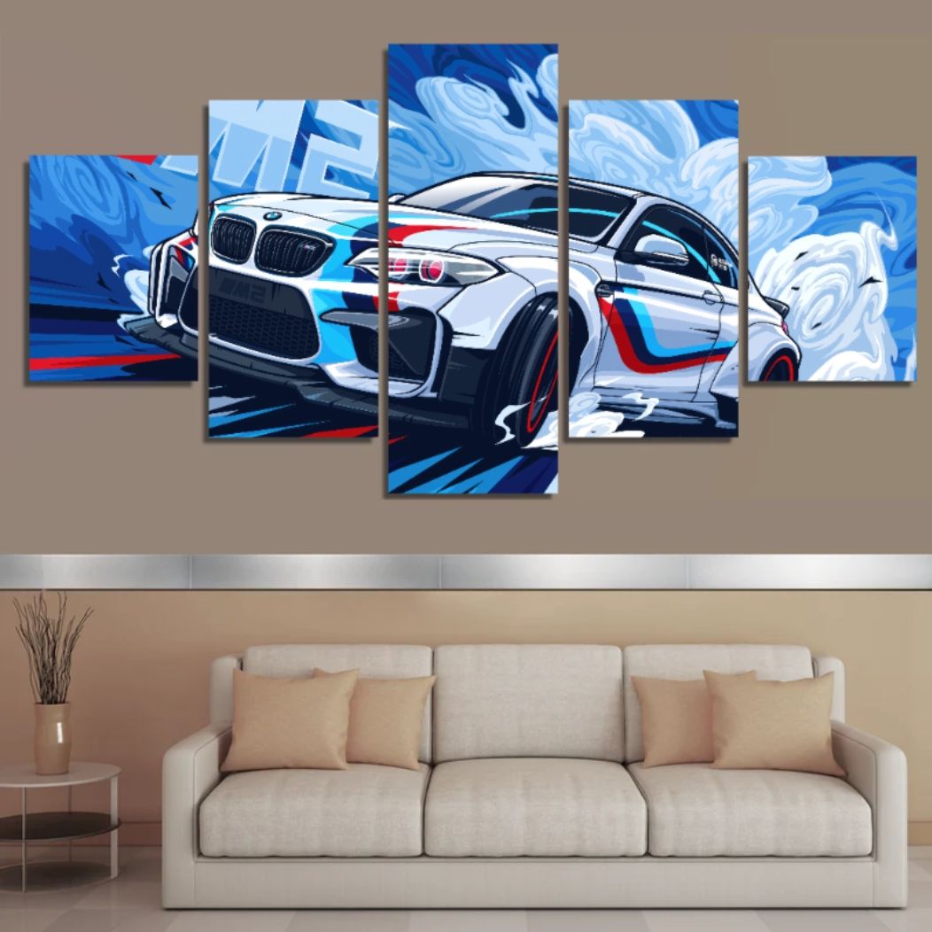 Picture of 5Pcs In 1 Set Wall Canvas Art Ready to Hang for Living Room or Bedroom Home Decoration On Wall Canvas Painting Wall Car poster Canvas