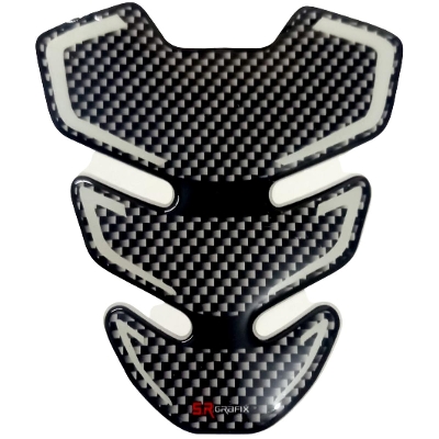 Picture of 3D Carbon Fiber Fuel Tank Pad Sticker for Motorcycle. Black and silver - bike stickers