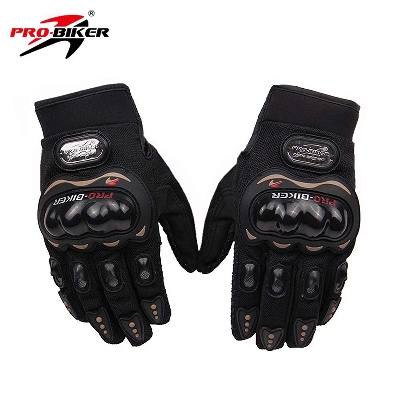 Picture of Motorcycle Hand gloves for biker or Pro-Biker Full hand Gloves screen touch. Black