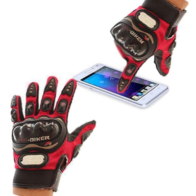 Picture of Motorcycle pro-biker Hand gloves full finger for biker. screen touch Red