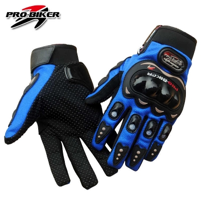 Picture of Motorcycle pro-biker full Hand gloves for biker. Screen touch any biker. Blue